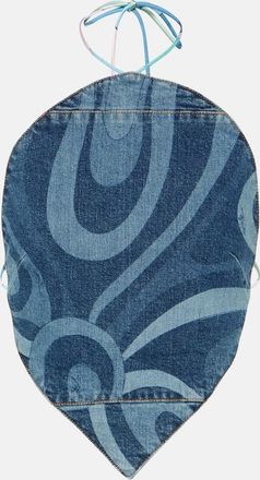 Pucci Marmo halterneck denim top