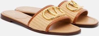 Valentino Garavani Sandali VLogo in rafia con pelle