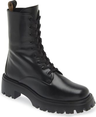 Stuart Weitzman Emerson Lace-Up Bootie in Black at Nordstrom, Size 10