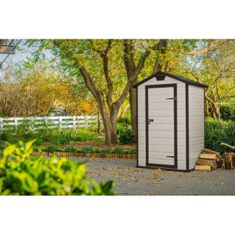 Dmora Caseta De Jard&iacute;n Galliate, Cobertizo De Jard&iacute;n, Caseta De Jard&iacute;n, Trastero Para Herramientas, 129x103 H196 Cm, Beige - Dmora