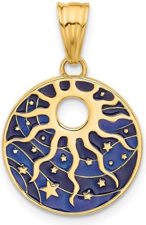 Diamond2Deal 14k Yellow Gold Polished Enameled Sun and Stars Pendant
