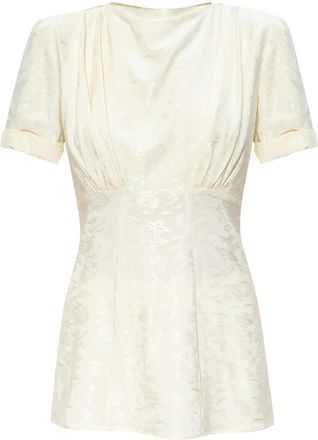 Jil Sander floral-jacquard blouse - women - Viscose/Spandex/Elastane/Viscose - 34 - Neutrals