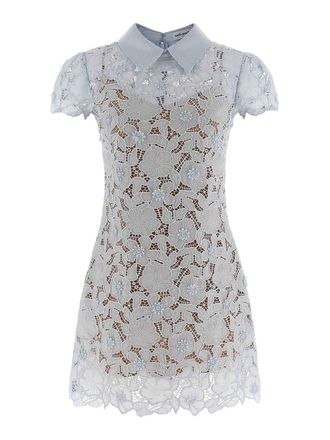 Self Portrait Blue Guipure Lace Mini Dress