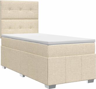 vidaXL Cama Box Spring Con Colch&oacute;n Con Cabecera Crema 90 X 200 Cm Tela Vidaxl