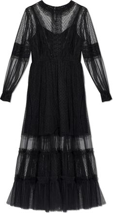 AllSaints Nita Mesh Maxi Jurk - Dames - Maxi kleedjes - Zwart - S - Polyester - Kleedjes