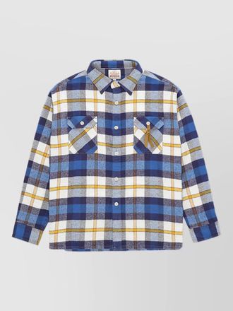 Fortela plaid flannel shirt long sleeves pockets