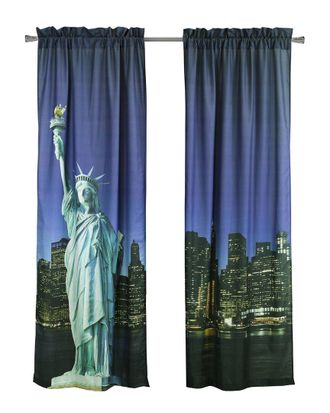 Habitat Set Of 2 Photo Real Statue Of Liberty Light-Filtering Pole Top 37X84 Curtain Panels