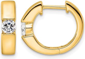 Diamond2Deal 14k Gold 1/3 ct Lab Grown Diamond Hinged Hoop Earrings VS Clarity, D-E Color