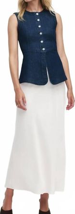 Favorite Daughter Womens The Clocking In Top In Blue Denim