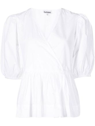 Ganni Blusa a portafoglio - Bianco