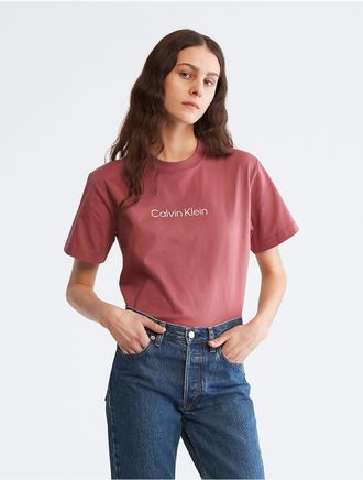 Calvin Klein Womens Standard Logo Boxy Fit Crewneck T-Shirt - Red - XS