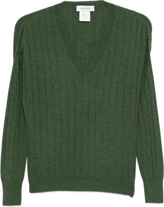 Gran Sasso Maglione a coste con scollo a V - Verde