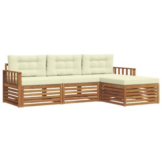 vidaXL Conjunto De Sof&aacute;s De Exterior Con Coj&iacute;n Natural Y Crema Vidaxl
