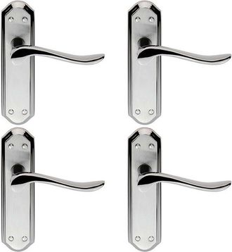 Loops 4x PAIR Curved Lever on Sculpted Latch Backplate 180 x 48mm Dual Chrome