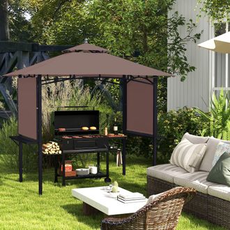 OUTSUNNY Party BBQ Tent Outdoor Camping Patio Canopy Awing Waterproof in Brown