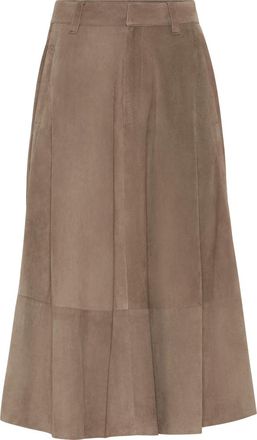 Brunello Cucinelli Suede circle skirt in Mud at Nordstrom, Size 44 It
