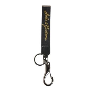 Dolce & Gabbana Logo gegraveerde metalen sleutelhanger met sleutelringbevestiging - Heren - Sleutelhangers & Tashangers - Zwart - ONE Size - Leer - Accessoires