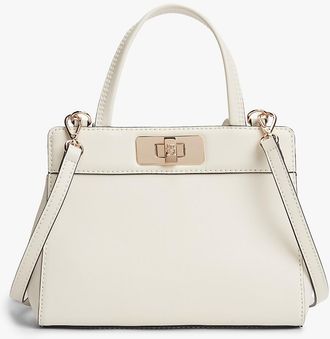 Tommy Hilfiger Womens Monogram Turnlock Mini Satchel Bag - White