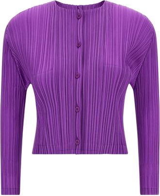 Issey Miyake Purple Pleated Cardigan