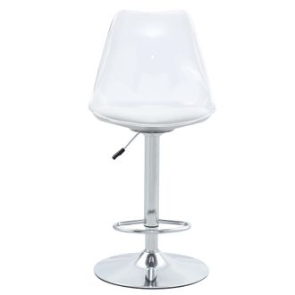 STILVORA Lote De 2 Taburetes De Bar Ajustables, Giratorios 360&deg; Con Respaldo Transparente, Metal Y Plastico, Plateado Y Transparente