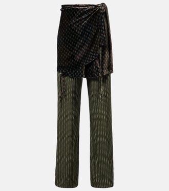 Dries Van Noten Draped printed wide-leg pants