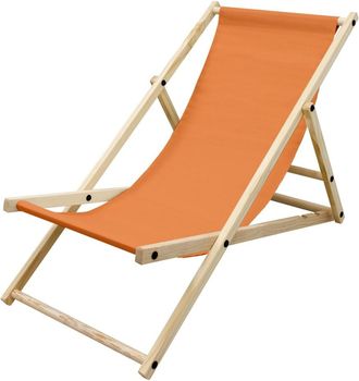 ECD Germany Silla de playa naranja madera de pino tejido oxford carga hasta 120kg