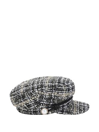 Maison Michel Cappello da baseball in tweed - Nero