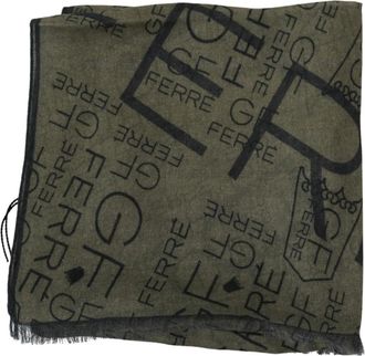 Gianfranco Ferre Groen Gestreept Logo Sjaal - Dames - Zijden sjaals - Groen - ONE Size - Wol - Accessoires