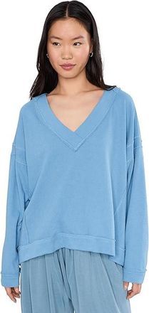 Free People Staycation Pullover Womens Pajama Sets Blissful Blue : MD, Cotton/Polyester