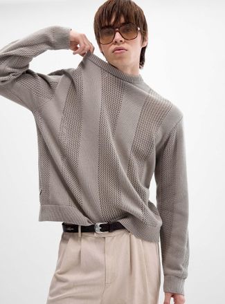 Obey Mens Crochet-stripe sweater