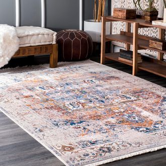 nuLOOM Vintage Harriet Medallion Fringe Area Rug