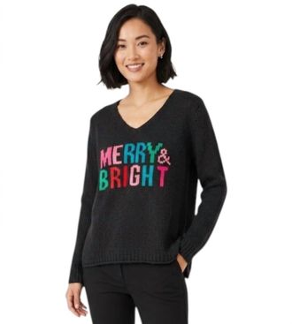 Wooden Ships Merry And Bright V Chunky Sweater In Black