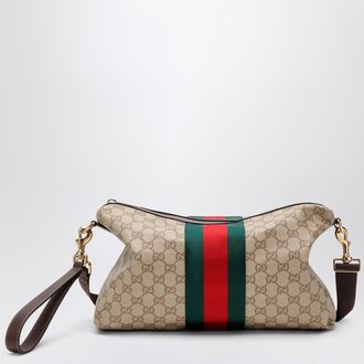 Gucci Medium GG crossbody bag in coated fabric with Web stripe