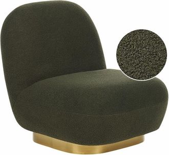Beliani Beliani - Armchair Glam Art Deco Boucle Fabric Upholstery Gold Base Green Loviisa