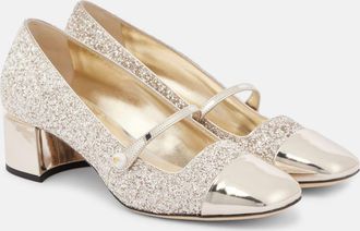 Jimmy Choo London Elisa 45 glitter and leather pumps