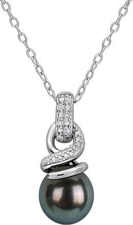 Rina Limor Silver 0.04 Ct. Tw. Diamond & 8-8.5Mm Pearl Pendant Necklace