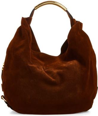 Moschino Handle Me Suede Hobo Bag in Brown at Nordstrom