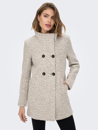 Only Langjacke ONLY ONLNEWSOPHIA WOOL COAT OTW CC, Damen, Gr. XL, moonbeam detail:melange, Web, Obermaterial: 70% Polyester, 30% Wolle, meliert, regular fi