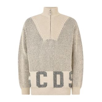 GCDS Maglione Dolcevita Mezza Zip - - Knitwear - Donna - Beige - M