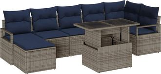 vidaXL Conjunto De Sof&aacute; De Jard&iacute;n 8 Uds. Gris Y Azul Marino Vidaxl