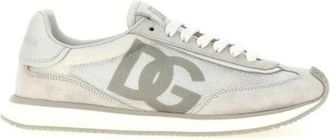 Dolce & Gabbana Schoenen, Heren, Wit, 44 EU, Suède, Witte Mesh Platte Schoenen