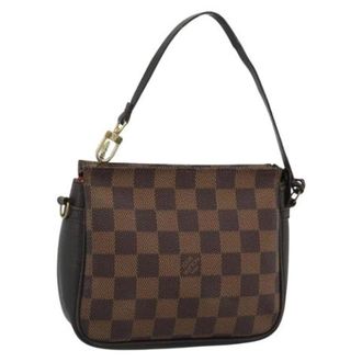 Louis Vuitton Pre-owned Damier Ebene Pouch - Dames - Pre-owned - Bruin - Maat: ONE Size Leer
