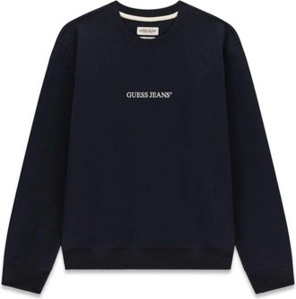Guess Slim Logo Crewneck Sweatshirt - Heren - Sweatshirts - Blauw - L - Katoen - Hoodies & sweatvesten