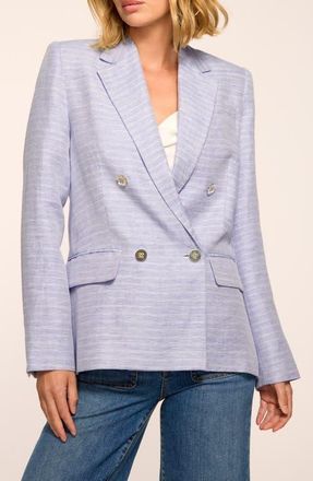 Ramy Brook Callie Linen Blend Jacket in Bazaar Blue Linen at Nordstrom, Size 12