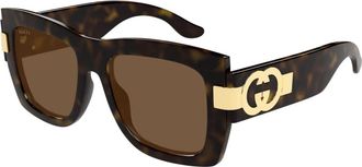 Gucci Stijlvolle Zonnebril - Dames - Zonnebrillen - Bruin - 54 MM - Accessoires