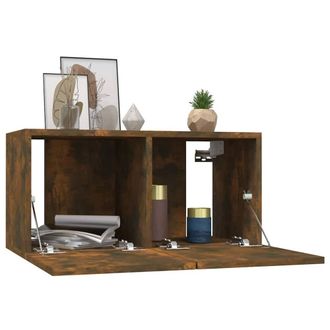 Berkfield Home Hanging TV Cabinets 3 pcs Smoked Oak 60x30x30 cm in Brown | Size: 60 x 30 x 30 cm