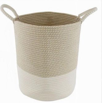 Trade Shop Trade Shop - Cesto Porta Biancheria Oggetti In Corda Intrecciata Con Manici 35 X 40 Cm 10678