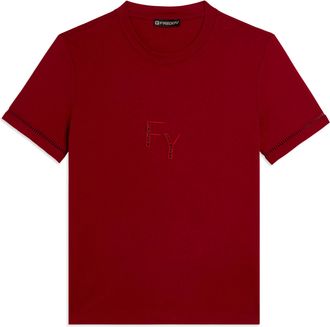 Freddy T-shirt Girocollo con Ricamo Traforato del Logo
