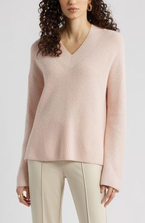 Nordstrom Relaxed Fit Wool & Cashmere Sweater in Pink Wisp at Nordstrom, Size Xx-Large