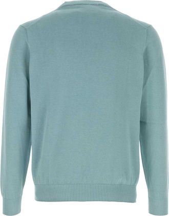Fedeli Mens Cotton Crew-Neck Sweater Green